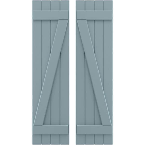 Ekena Millwork Americraft 4-Board (2 Batten) Wood Joined Board-n-Batten Shutters w/ Z-Bar, ARW102BB414X77SBH, PR ARW102BB414X77SBH - main